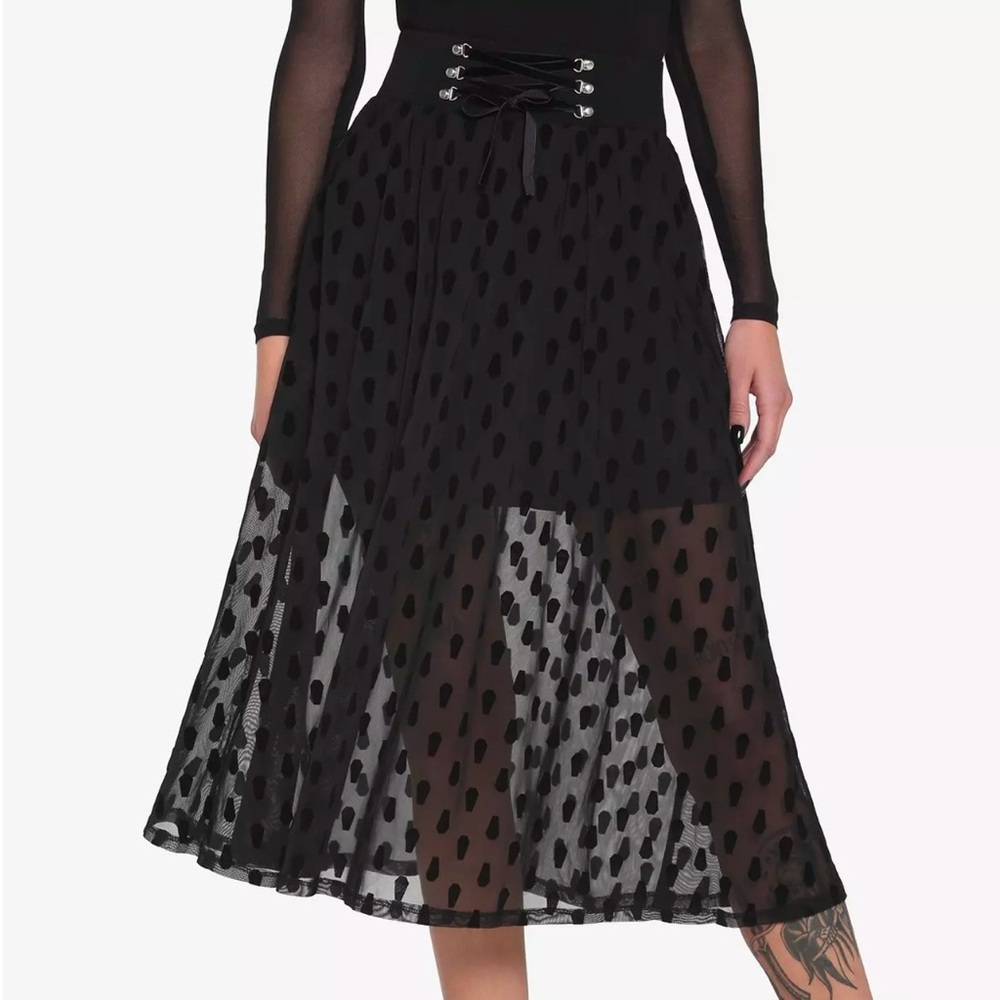 Hot Topic Black Coffins Mesh Maxi Skirt